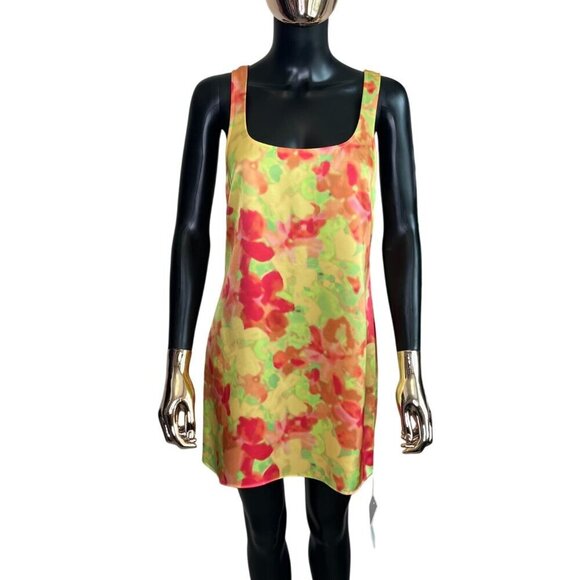 Rumored Monaco Revolve Satin Floral Mini Slip Dress NWT Size M - Picture 2 of 9